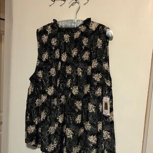 Joie Black and Cream Floral Blouse, size xxl